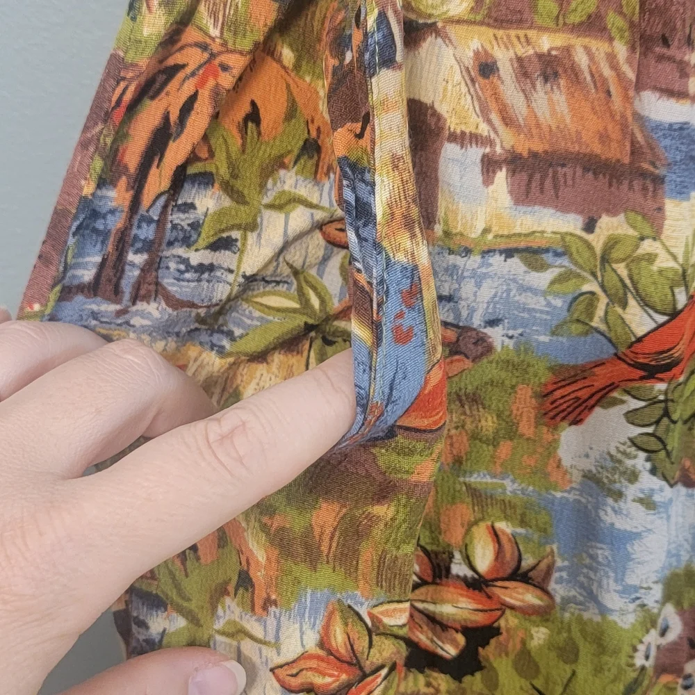 Vintage Line Two Troical Hawaiian African Womens Capri Pullon Pants Size Large‎